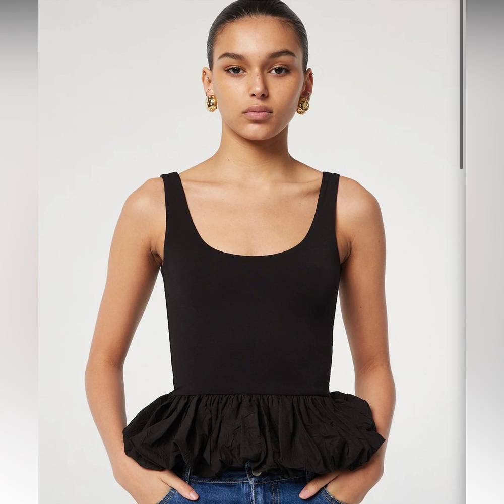 The line by K- Fern Black Bubble Peplum Top